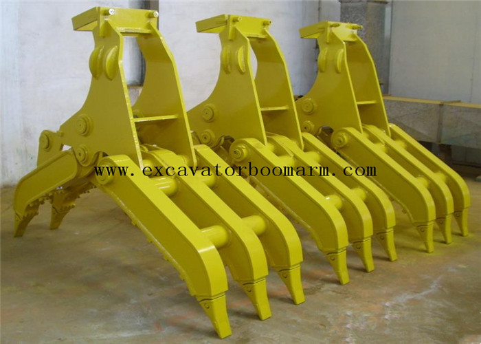 Yellow Color Excavator Rotating Grapple For Rock Grab High Performance