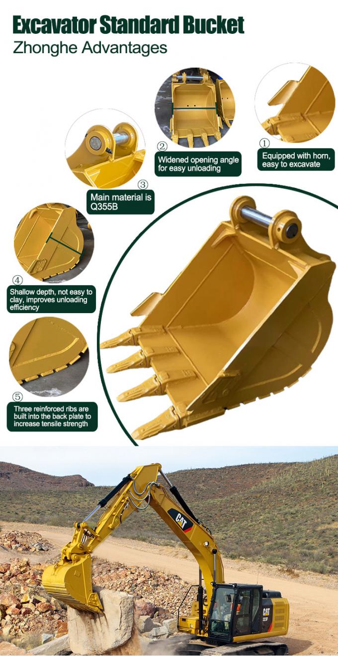 Durable 1.4cbm CAT Excavator Bucket , Rock Bucket Excavator Spare Parts