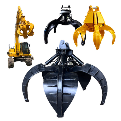 Antiwear NM400 Excavator Rock Grapple , Q355B Grab Bucket For 20 Ton Excavator