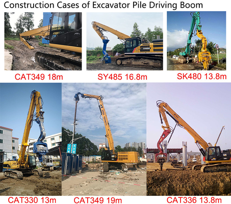 13M 15M Excavator Pile Driver Boom concrete piles For ZX330 PC300 Hyundai R360