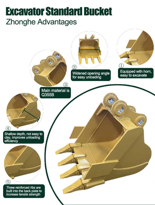 Q355B Excavator Standard Bucket , 0.8 1 cbm General Purpose Excavator Rock Bucket