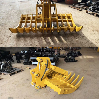 Heavy Duty Tilting Excavator Rake Bucket , Durable Excavator Sieve Rake Bucket