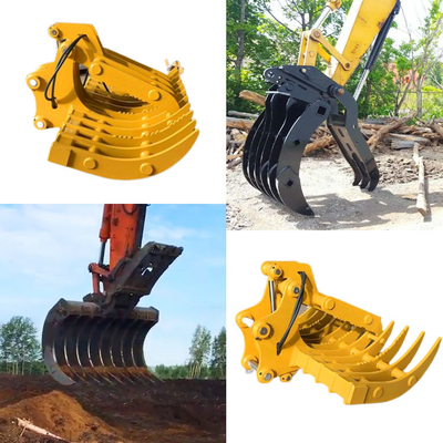 Durable Forestry Rake For Excavator , Q355B Excavator Rake Bucket For Hitachi Zx200 Zx300