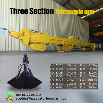 PC360 Excavator Telescopic Arm 25 Meters With Clamshell Bucket