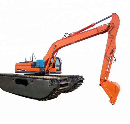 Amphibious Excavator Long Reach 14M , CAT320 Long Boom Arm Digging The River