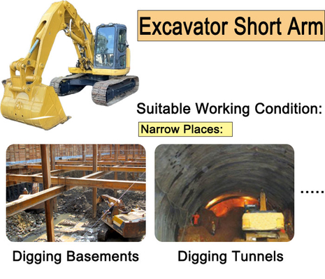 Shorten Arm High Effective Excavator Tunnel Boom With Bucket