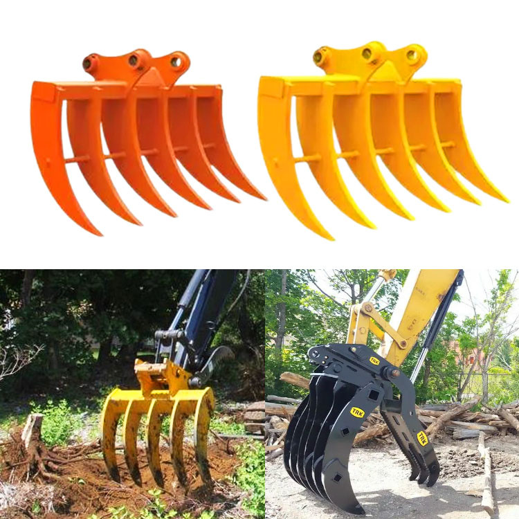 Triangular Rake Arm Antiwear Excavator Double Rake Bucket , Hitachi Ex60 Excavator Rake Bucket